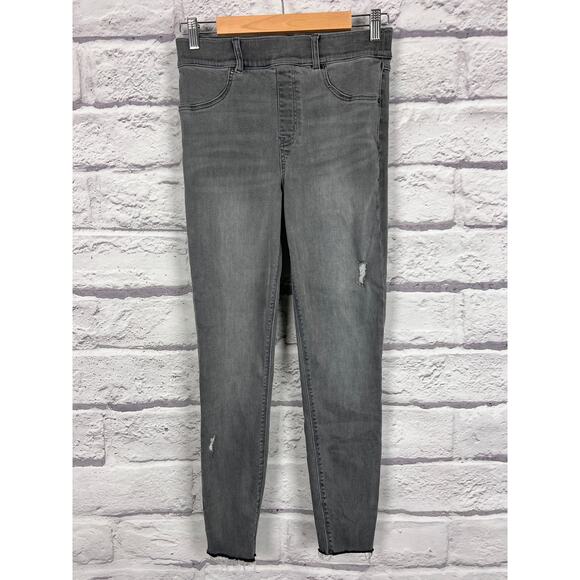 SPANX Women’s M Gray Distressed Raw Hem Pull-On Skinny Jeans Shaping Panel - Picture 2 of 12